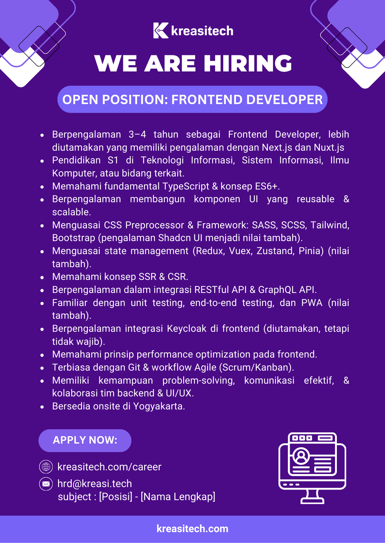 Frontend Developer - Kreasitech